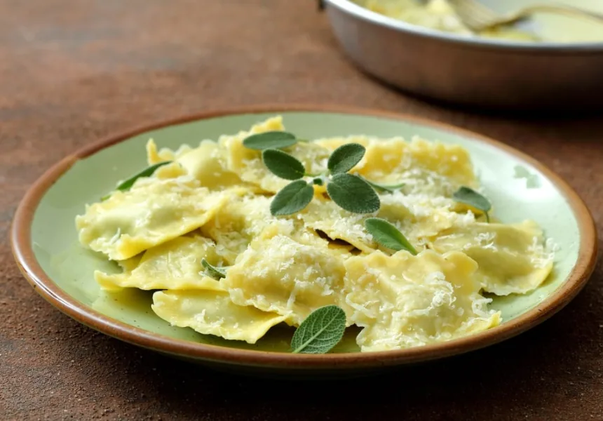 Ravioli ricotta e spinaci burro e salvia